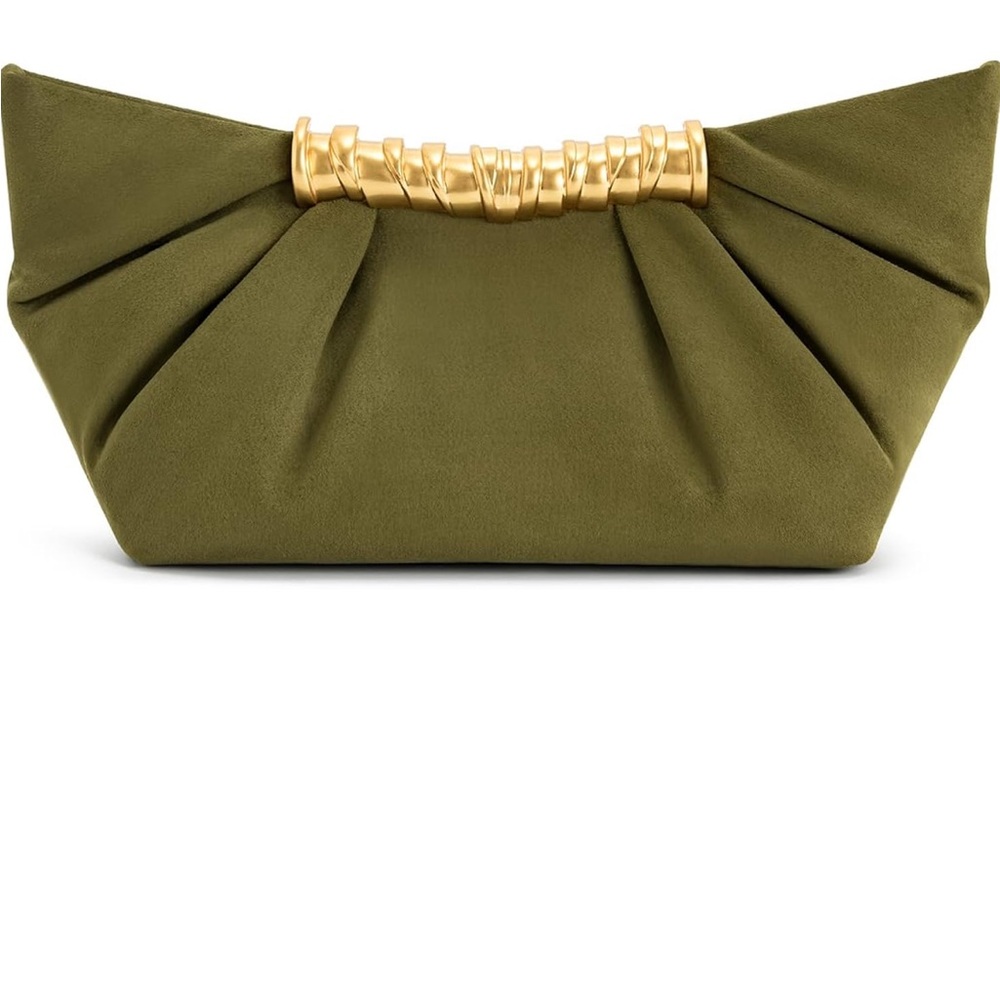 JW PEI Olive Green Clutch with Gold Detail